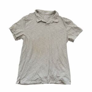 Gap Striped Polo Shirt Mens Large Tan White Coastal Minimalist Summer Tee